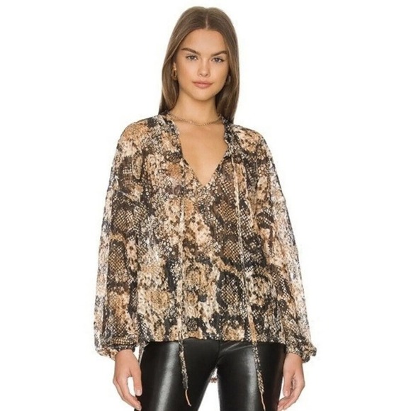 New Free People Out For The Night Long Sleeve Top in Snake Combo ~Size Small - Picture 4 of 16
